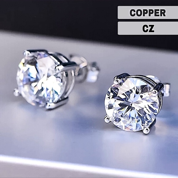 🔵𝟲𝟱%𝗢𝗙𝗙 𝗯𝘂𝗻𝗱𝗹𝗲𝘀 𝟯+🔵 NEW CZ Round Stud Earrings - Picture 1 of 14